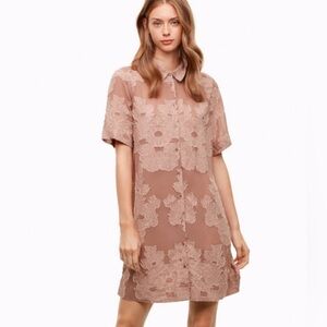 Wilfred hemstiche dusty pink Jaquard Chiffon Button Dress Midi